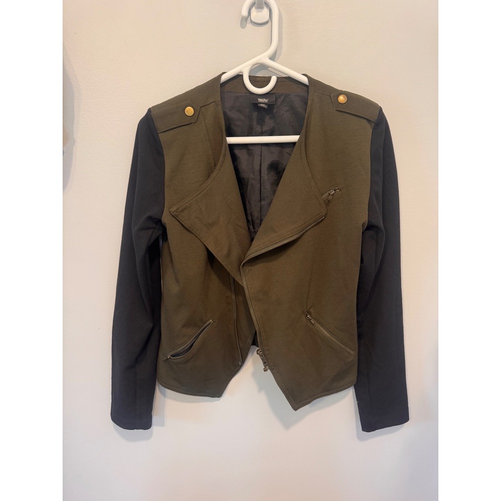 Mossimo Women's Olive Green Black Moto Jacket Size Small